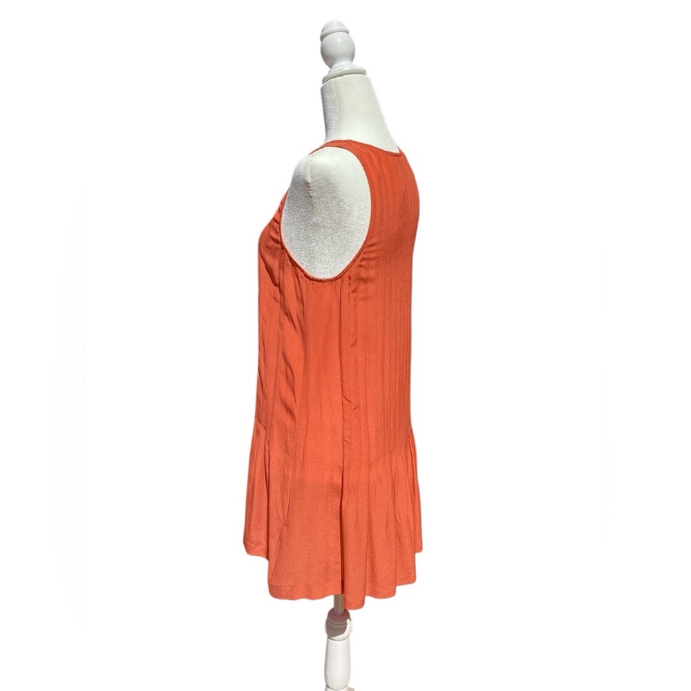 Joie 100% Silk Pleated Orange drop waist dress. - Picture 7 of 12